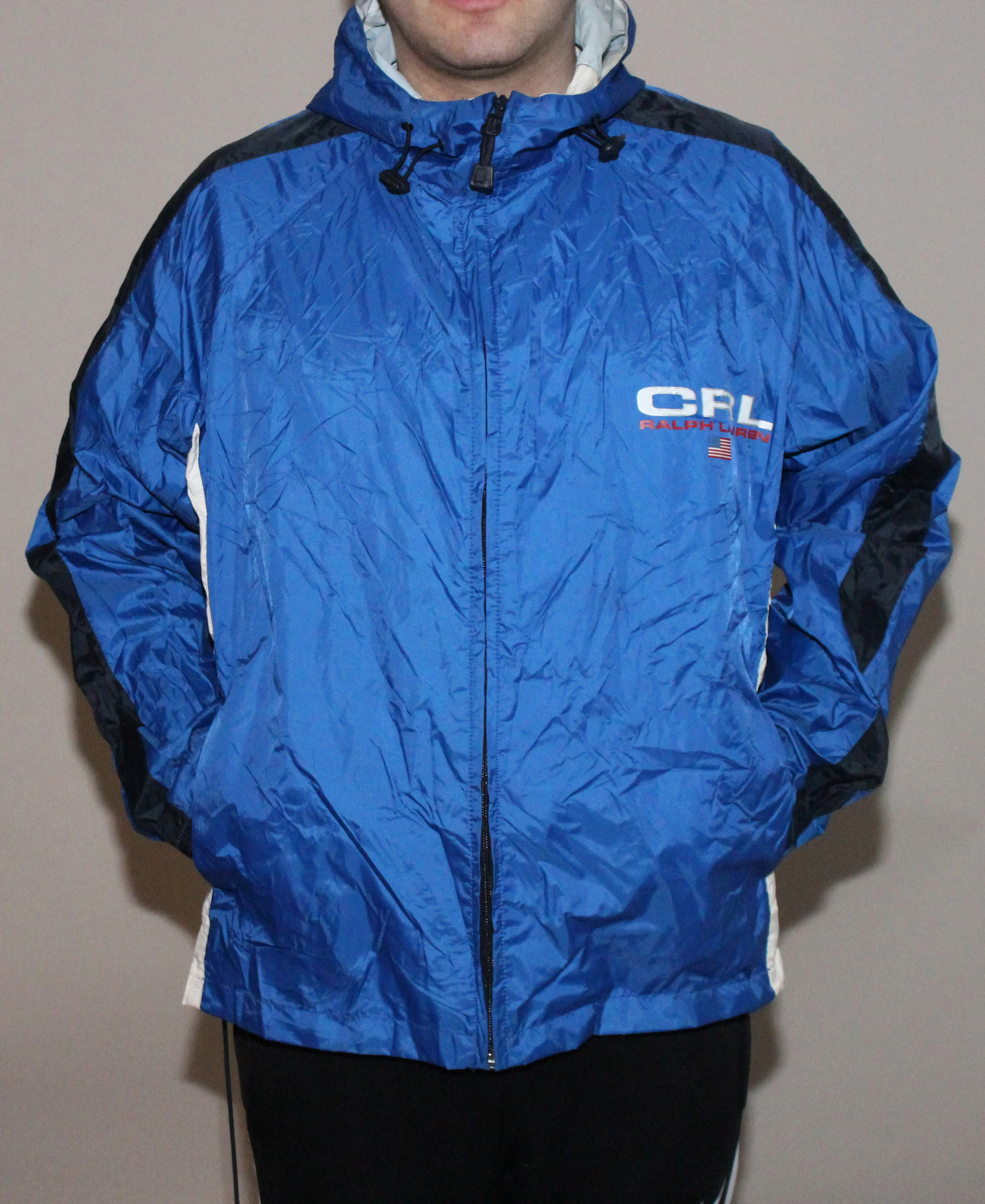 Vintage Chaps Ralph Lauren blue and black anorak windbreaker