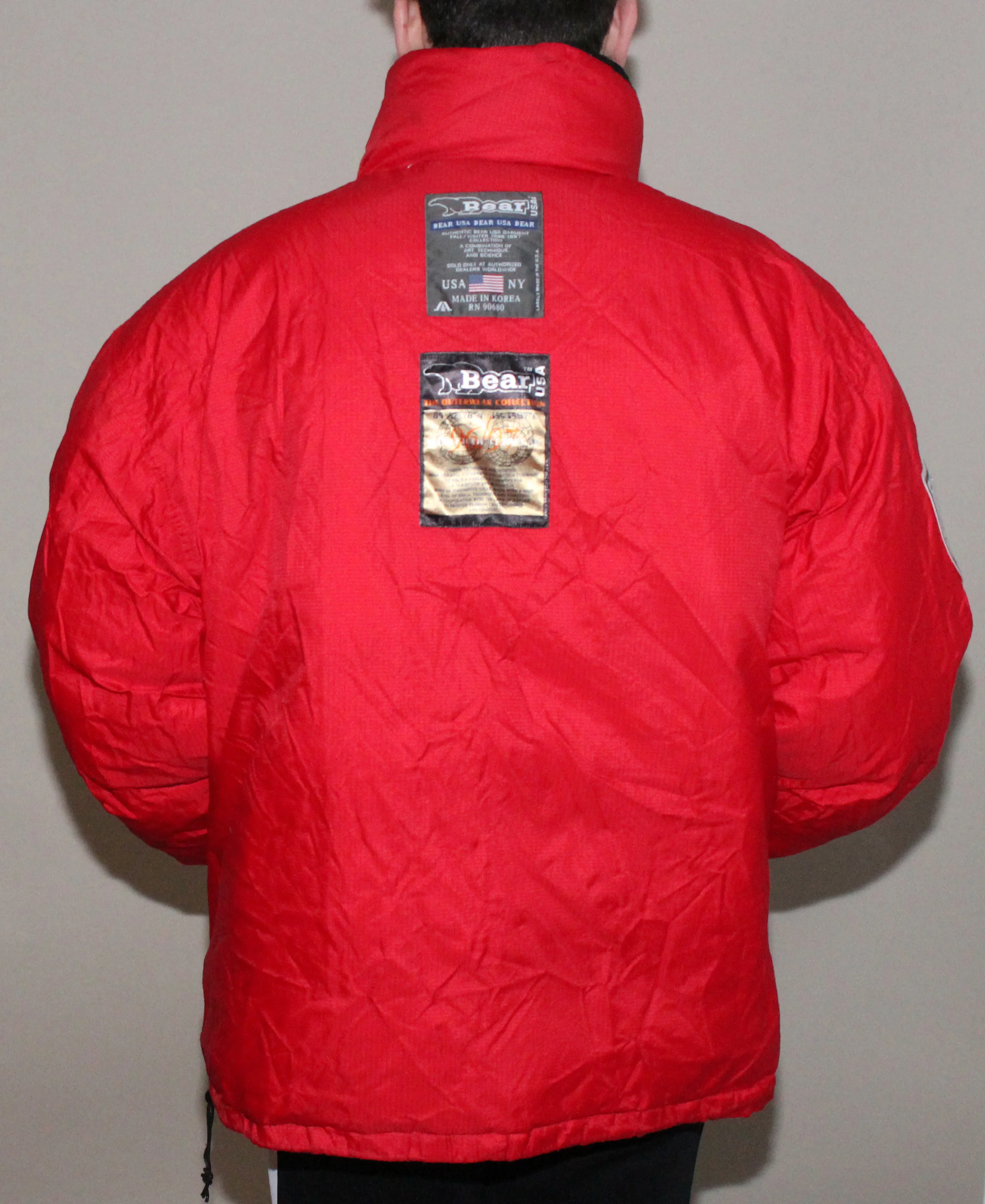 Vintage Bear USA Expedition Red / Black Reversible Bubble Coat (Size