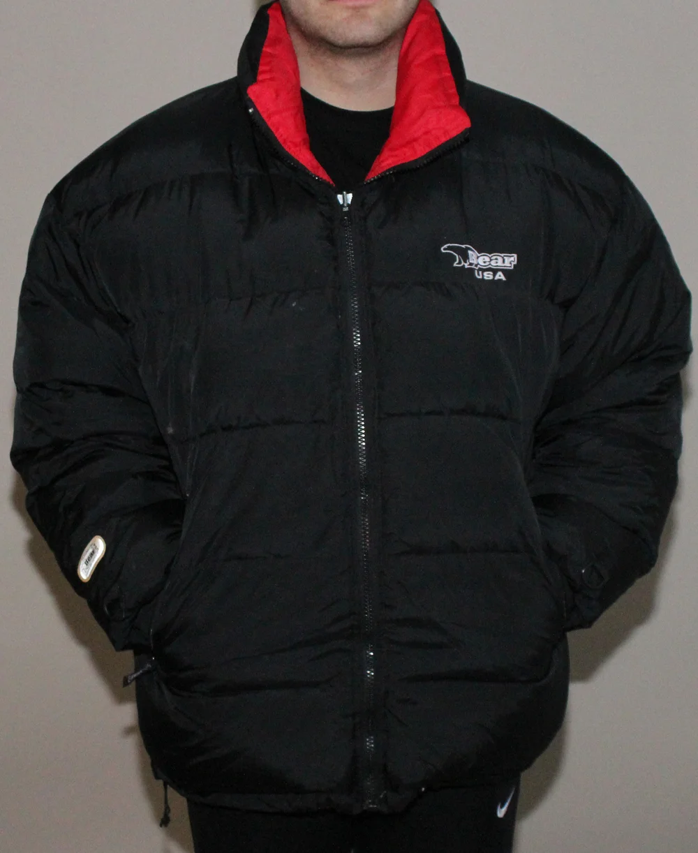 Vintage Bear USA Expedition Red / Black Reversible Bubble Coat  