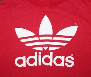 Vintage Adidas Red Trefoil Made In USA T Shirt (Size XL Runs Small