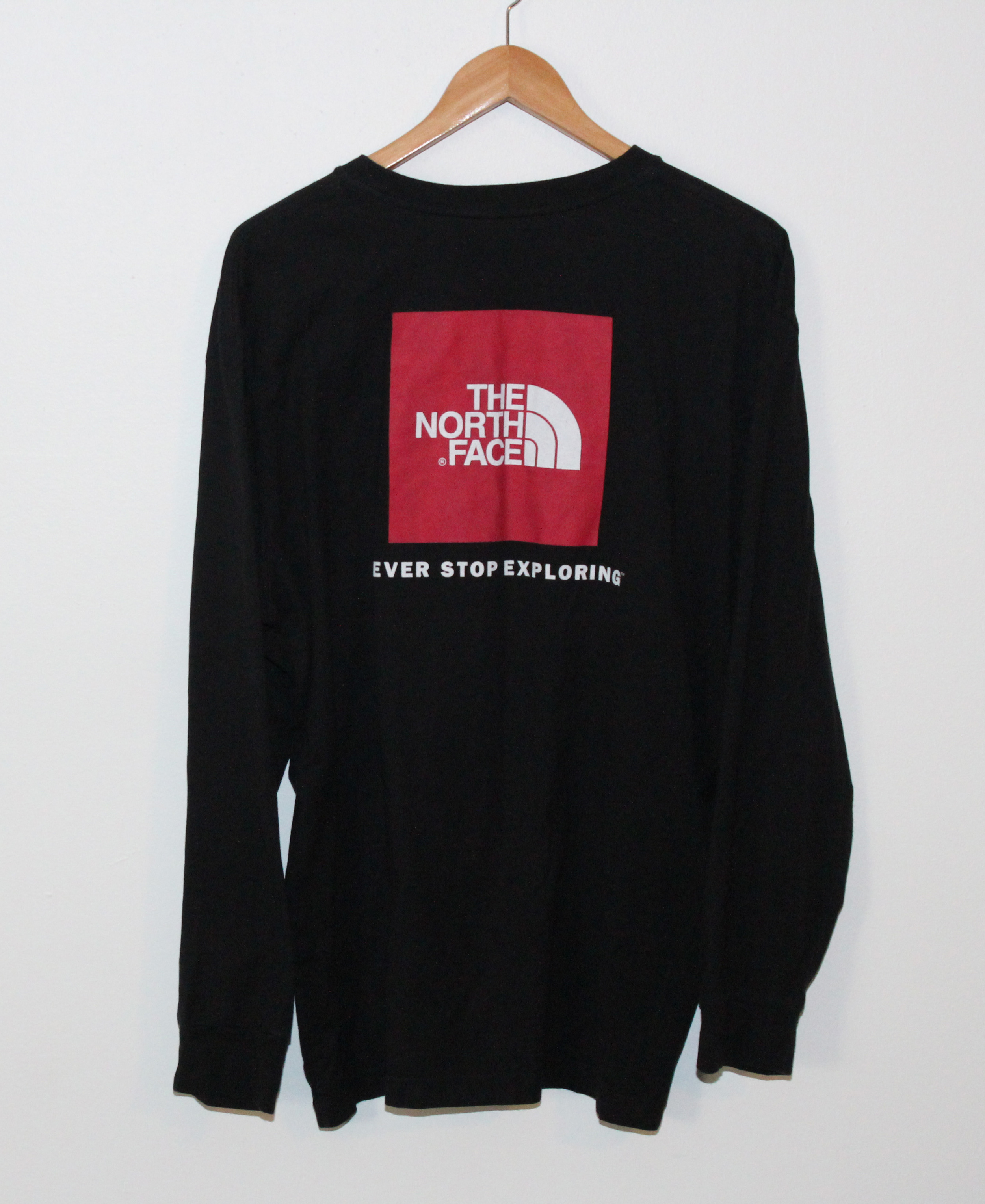 The North Face Never Stop Exploring Black / Red L/S T Shirt (Size XL ...