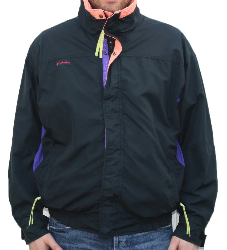 Veste homme vintage des années 90 Bugaboo bleu rose noir Veste homme vintage des années 90 Bugaboo bleu rose noir