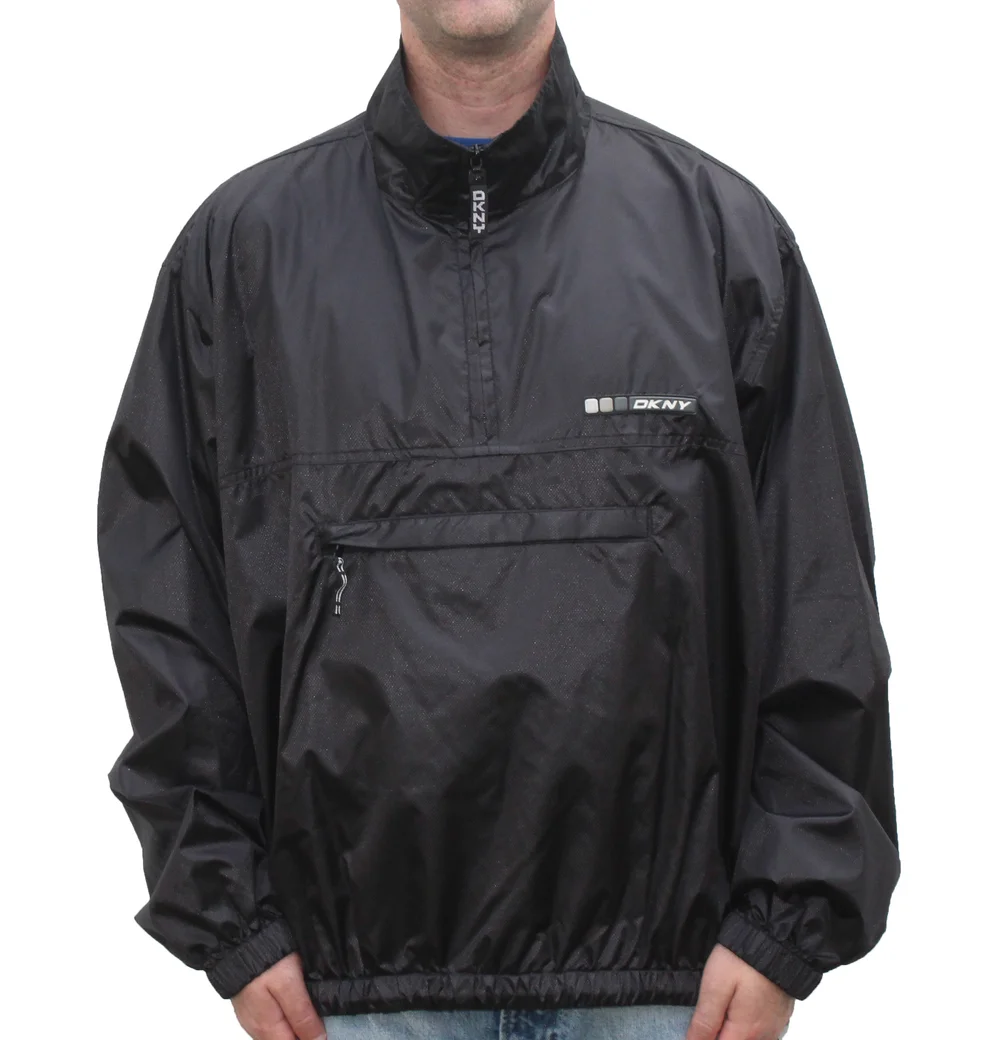Vintage DKNY Tech Black Nylon Pullover Windbreaker (Size XXL
