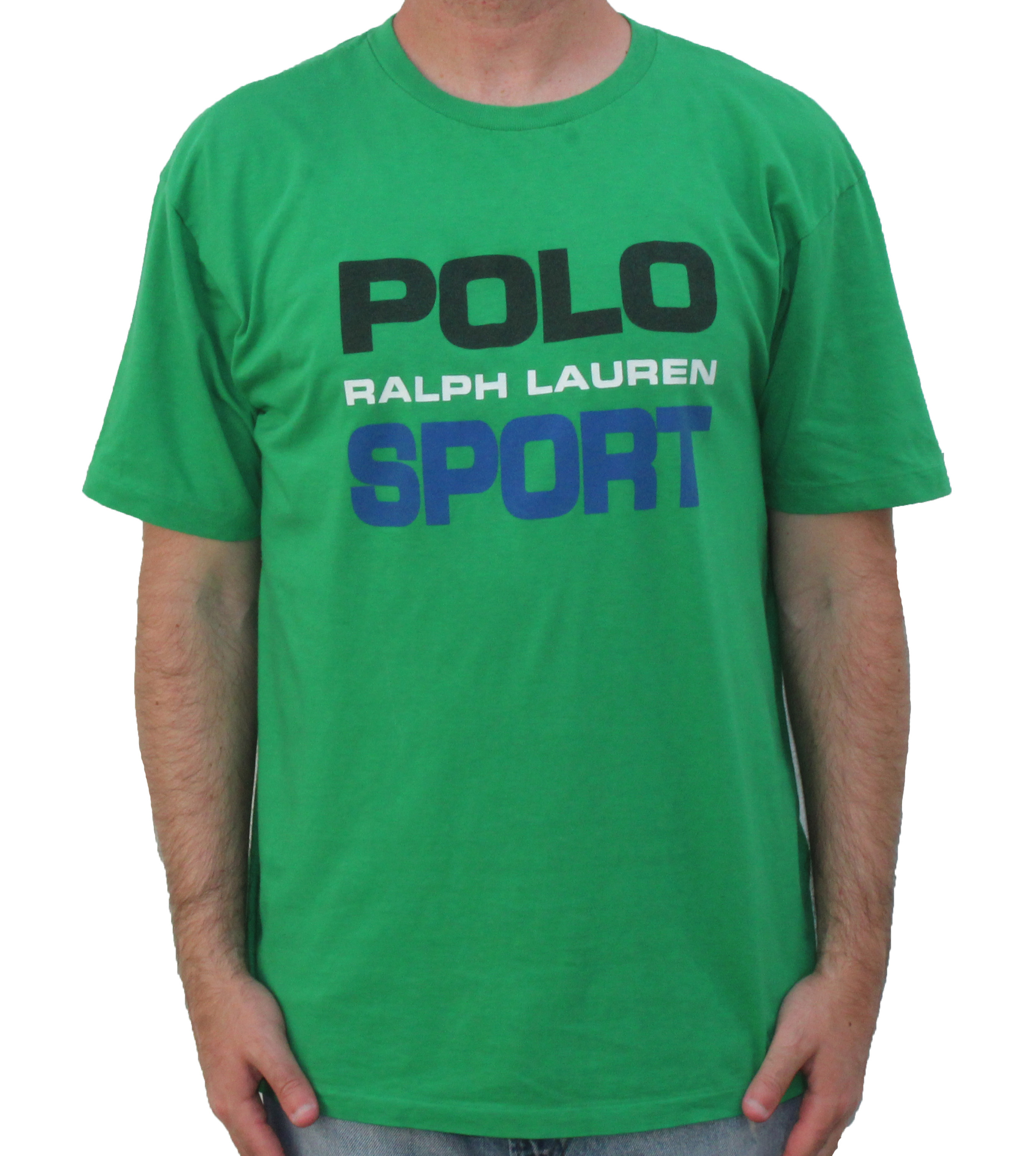 Vintage Polo Sport Ralph Lauren Green / Black / Blue Spell Out Logo T ...
