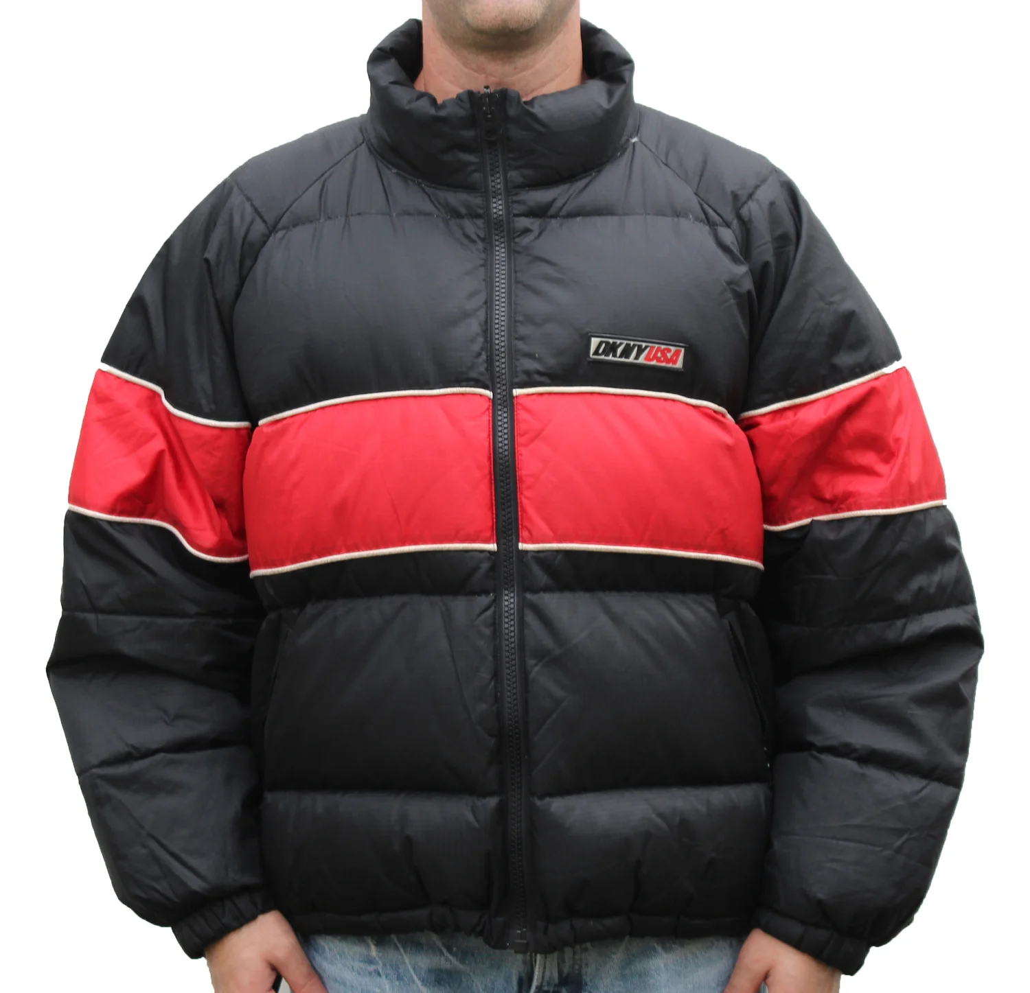 Vintage Dkny Usa Black Red 3m Puffer Jacket Size Women S L Roots