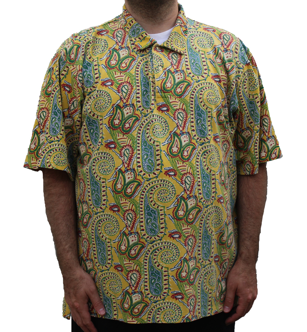 Vintage Polo Ralph Lauren Yellow Paisley Printed Rugby (Size XXL) — Roots