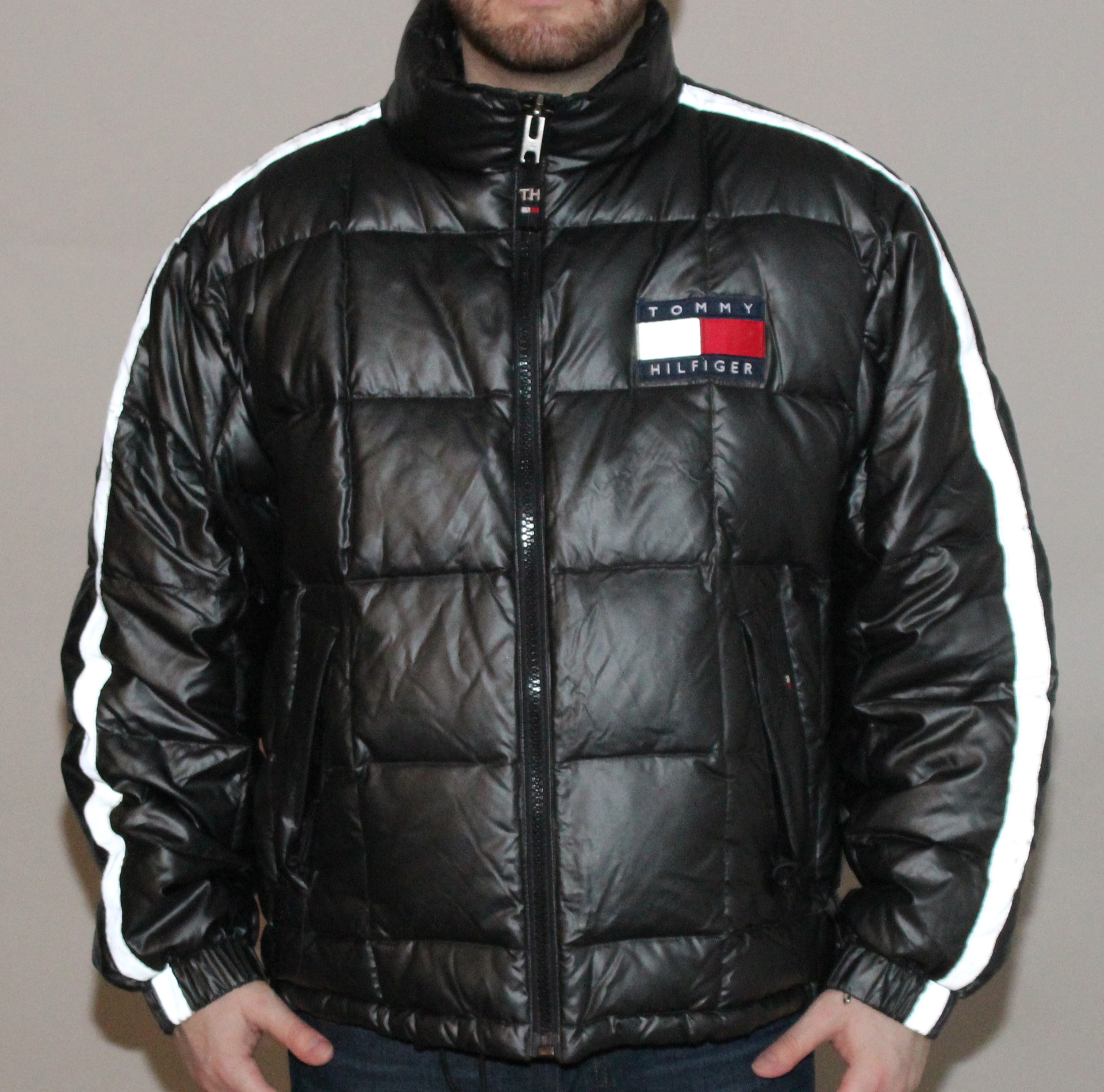 black tommy hilfiger bubble coat