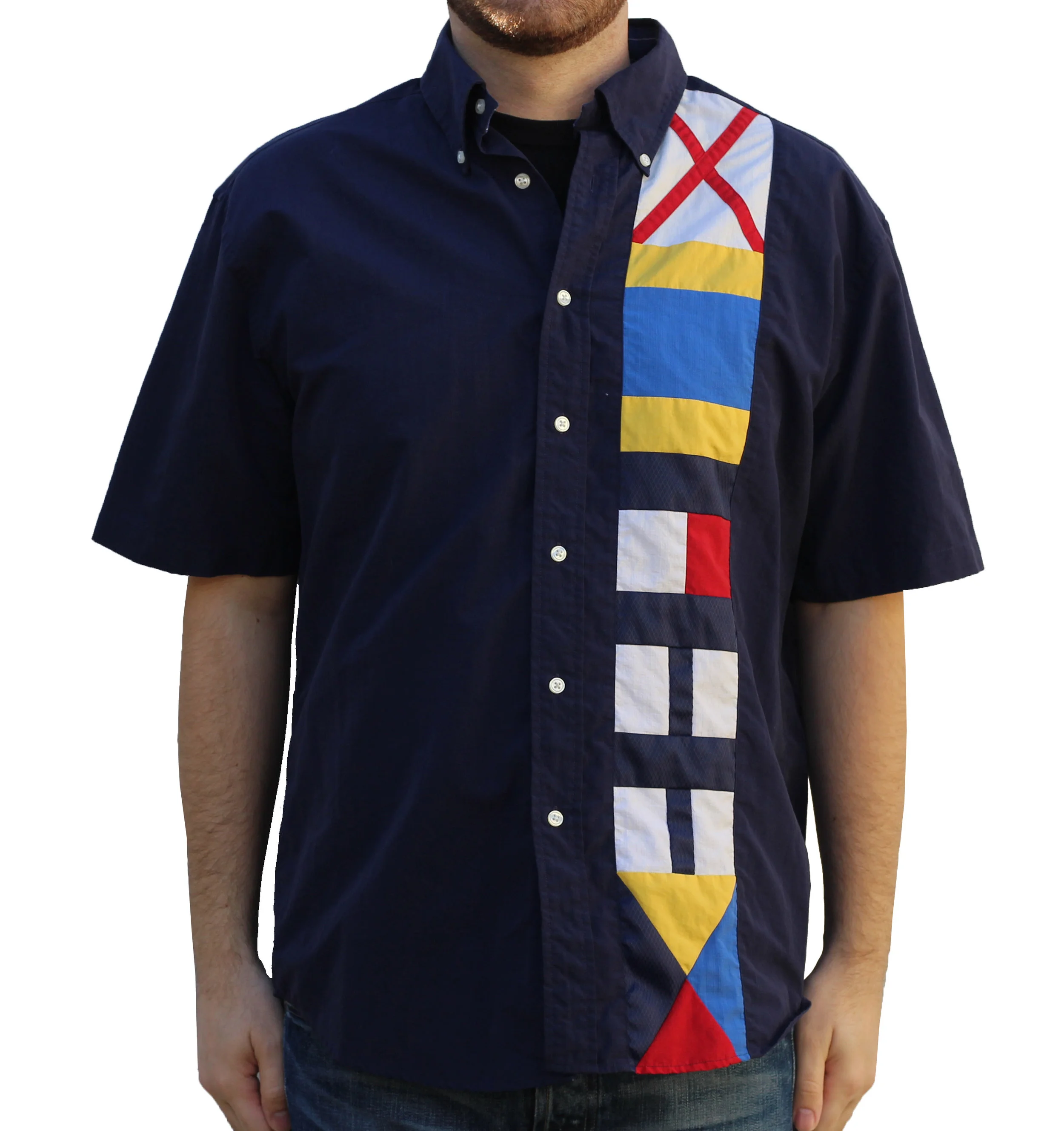 Vintage 90s Tommy Hilfiger Sailing Gear Button Down With Flag Pattern