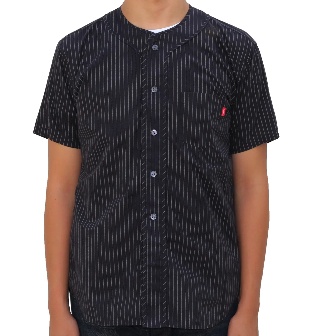 Supreme x CDG Pinstripe Baseball Jersey (Size L) — RootsBK