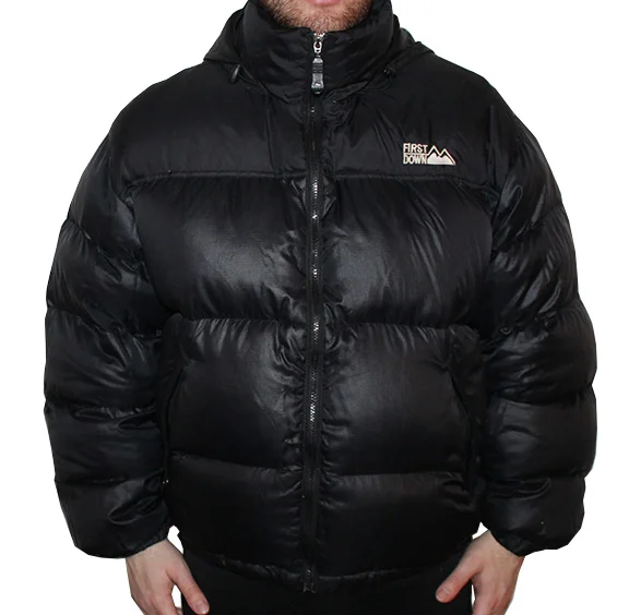 Vintage First Down Black Bubble Jacket (Size XL) — RootsBK