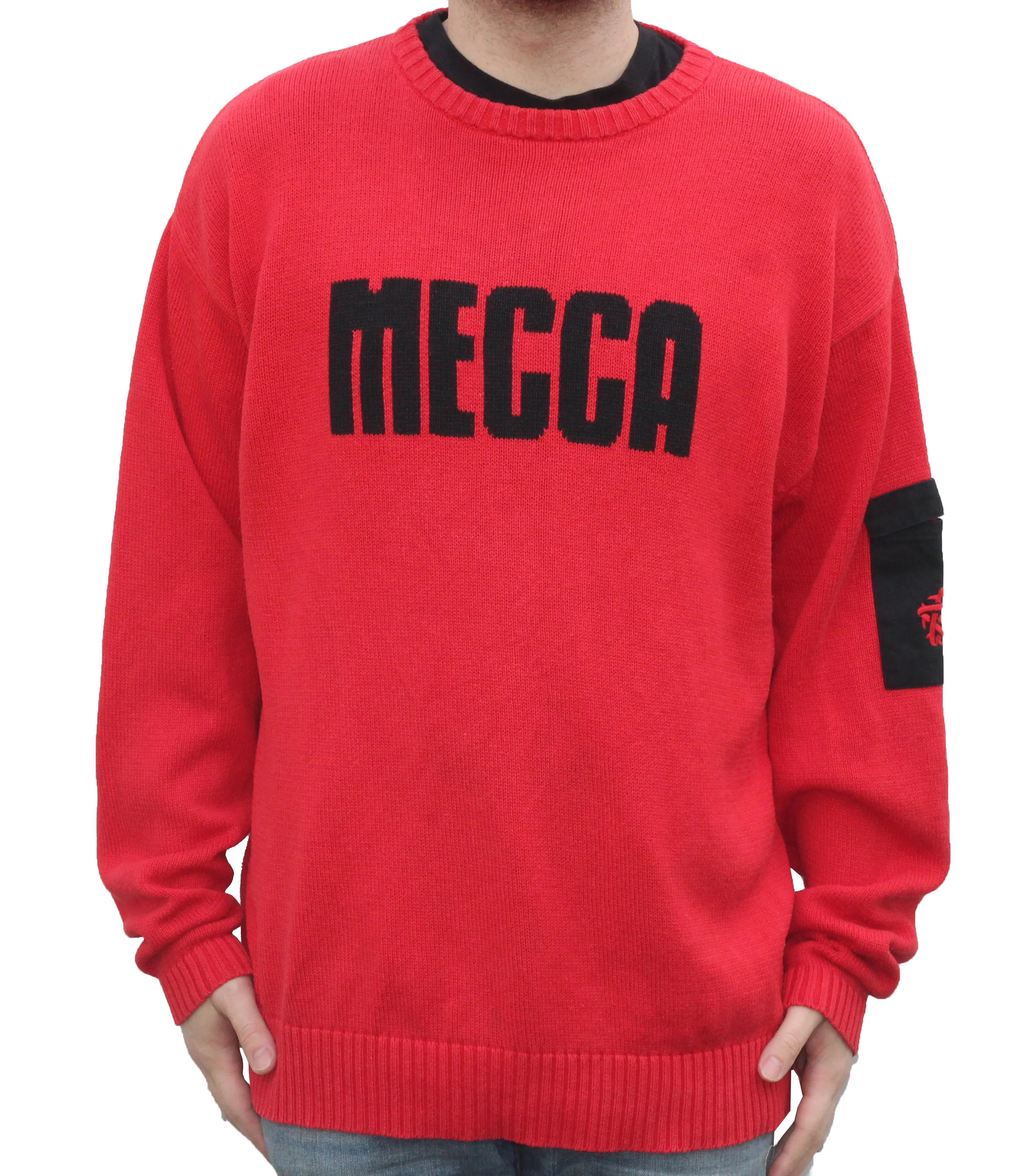 Vintage 90s Mecca red and black spell out sweater