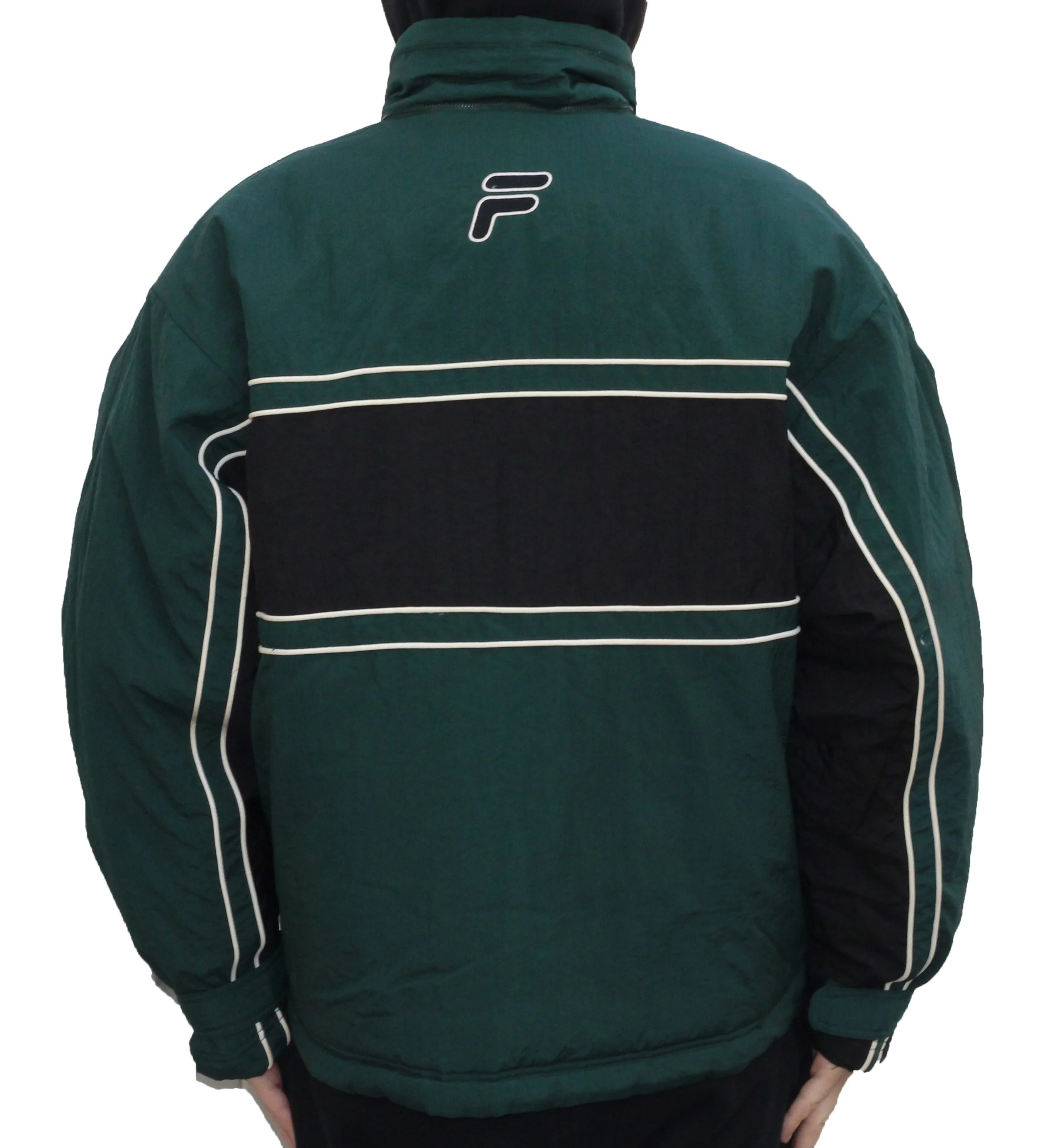 Vintage 90s Fila forest green spell out jacket.