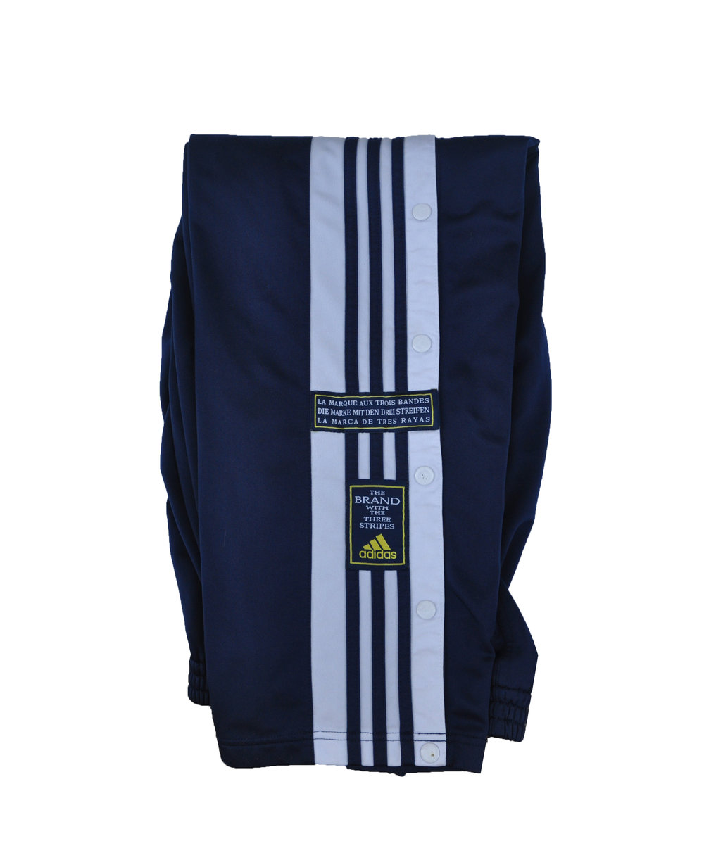 90’s Adidas Logo Embroidered Blue & White Striped Rip Away Pant