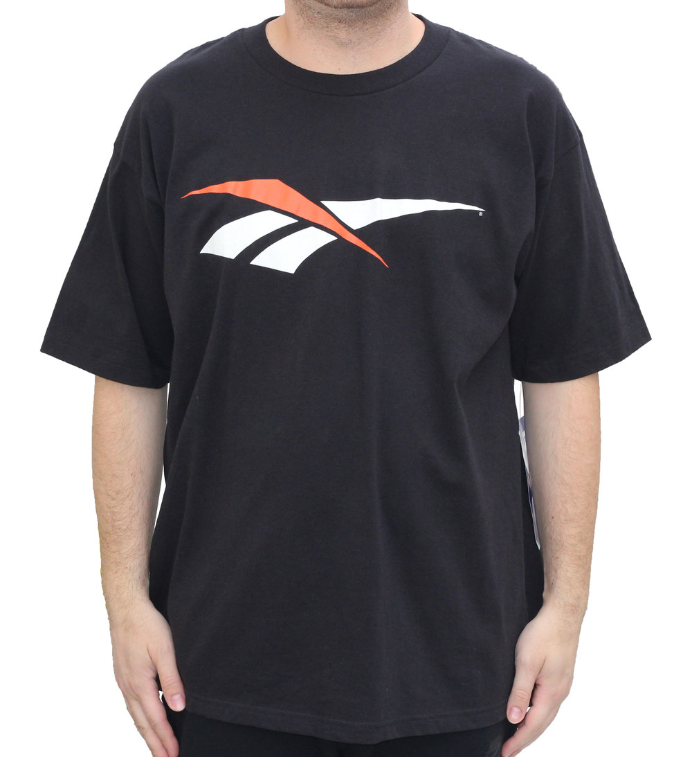 Vintage Reebok Black / Orange / White Logo T Shirt (Size NWT Roots