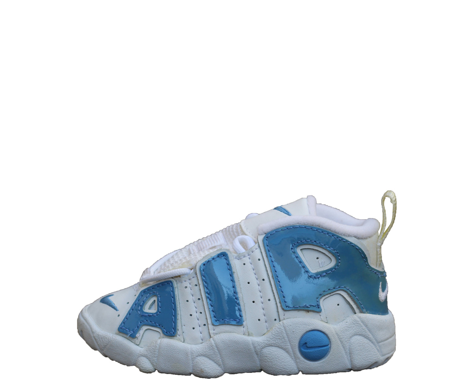probabilidad Testificar carne de vaca Baby Nike Much More Air Uptempo SC White / Carolina Blue Patent Leather DS  — Roots