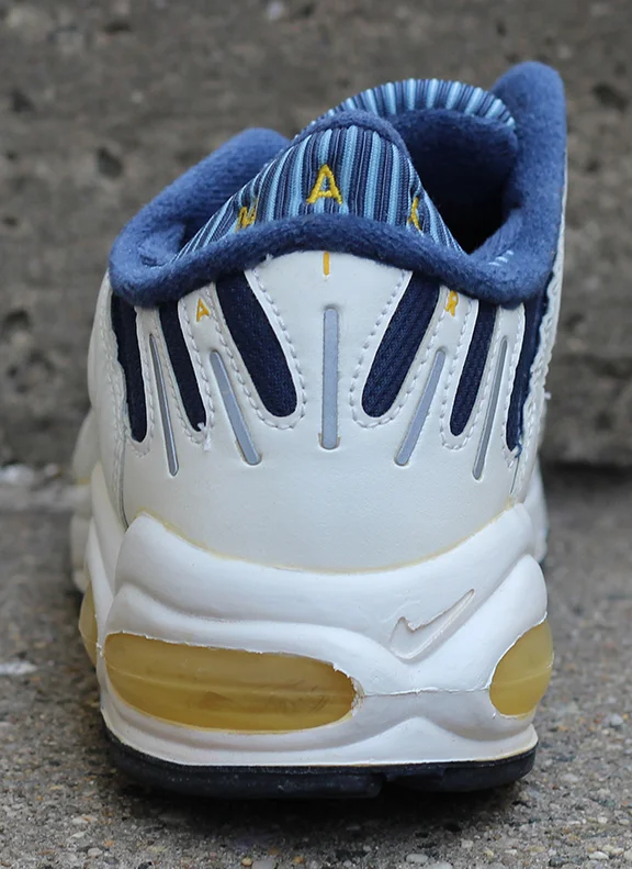 Nike Air Max Tailwind 3 white, blue, and maize.