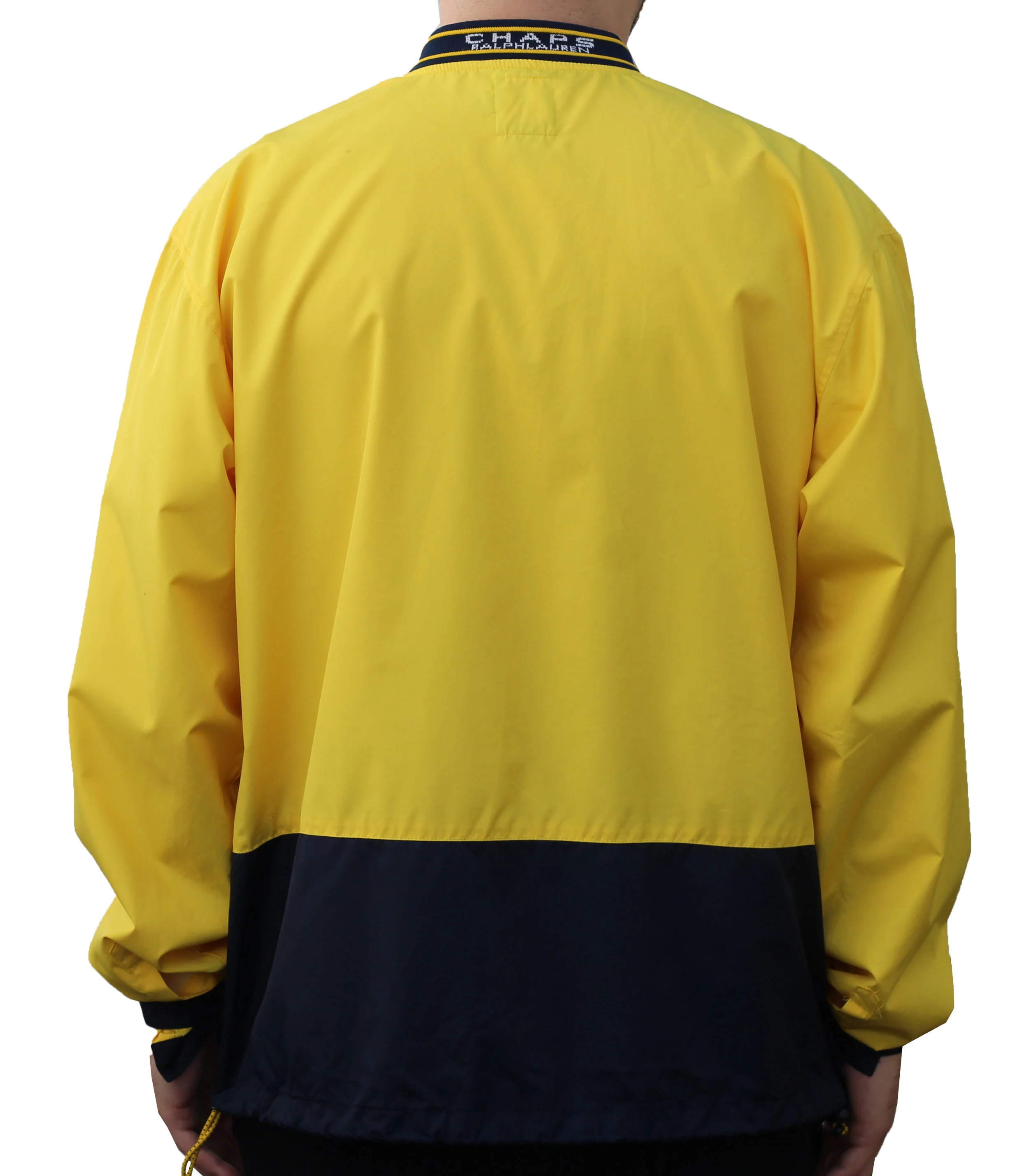Vintage 90s Chaps Ralph Lauren yellow and navy windbreaker
