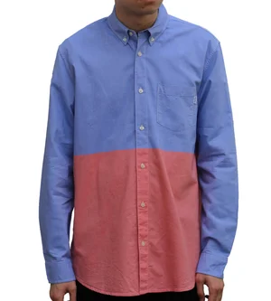 Supreme Pink / Blue Split Button Down SS 13 (Size L) — RootsBK