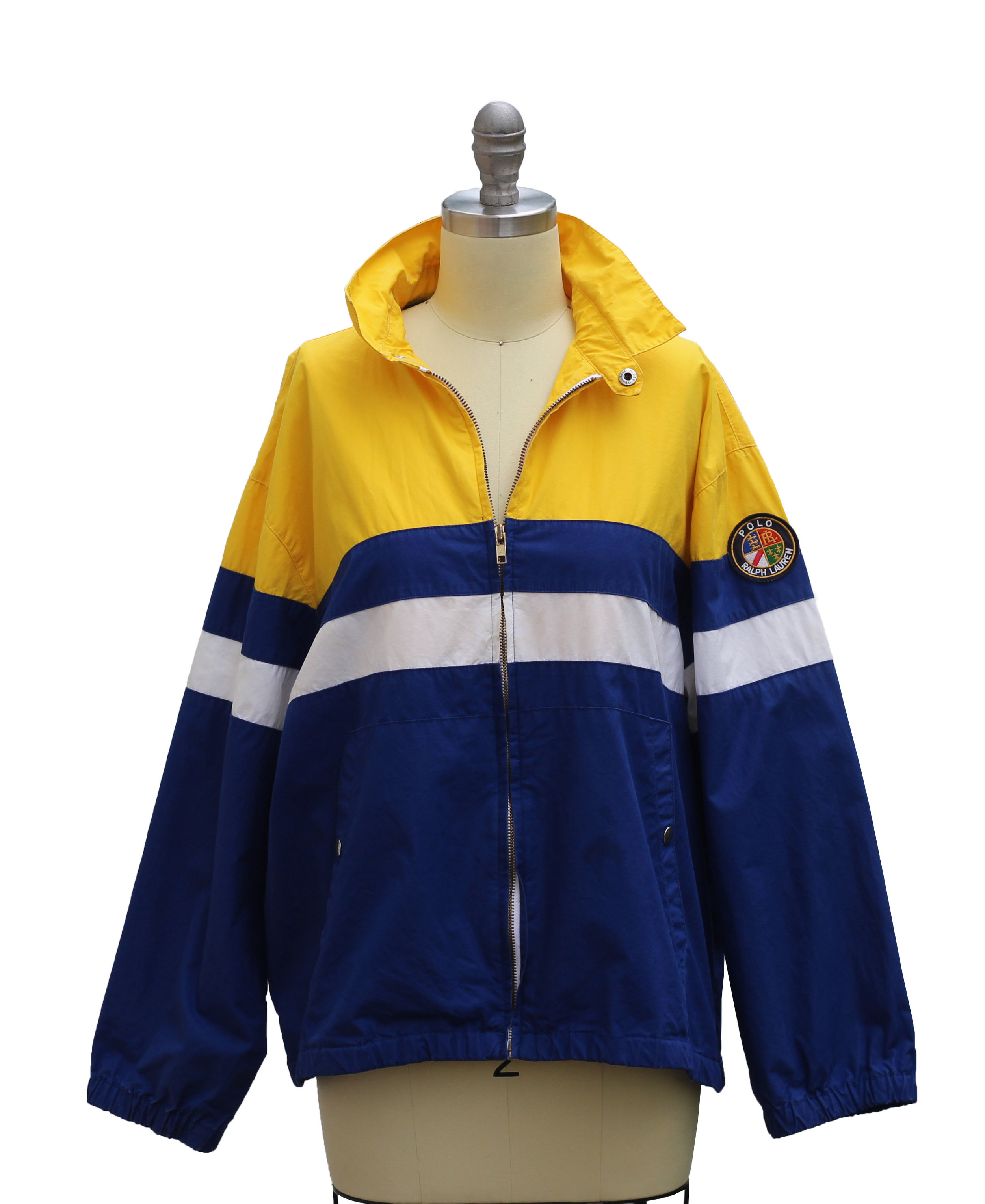 blue and yellow polo jacket
