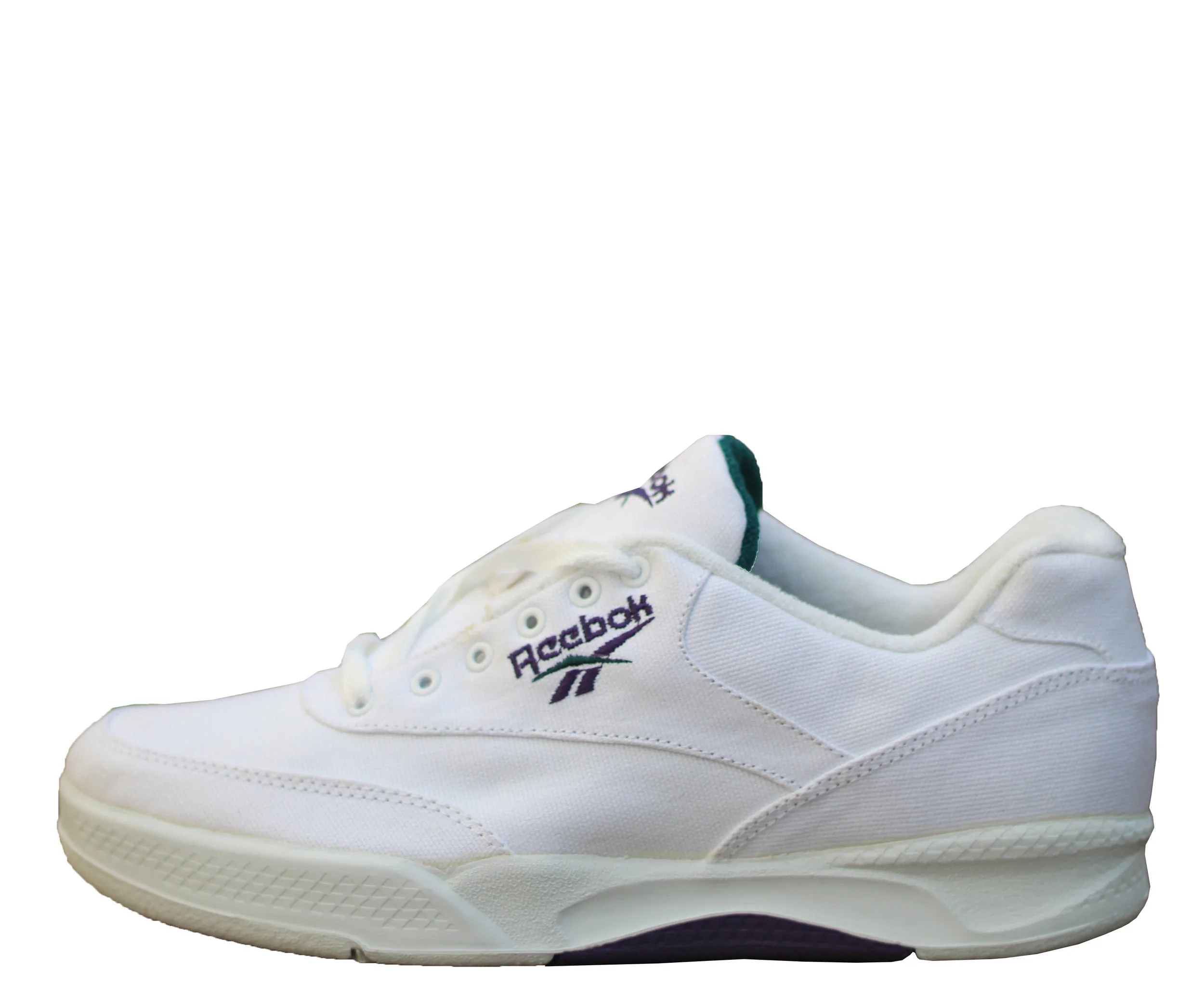 Reebok Trans Court Canvas white, green, and plum