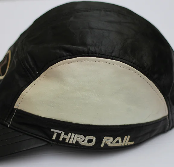 Vintage 90s Third Rail black and white leather 5 panel hat