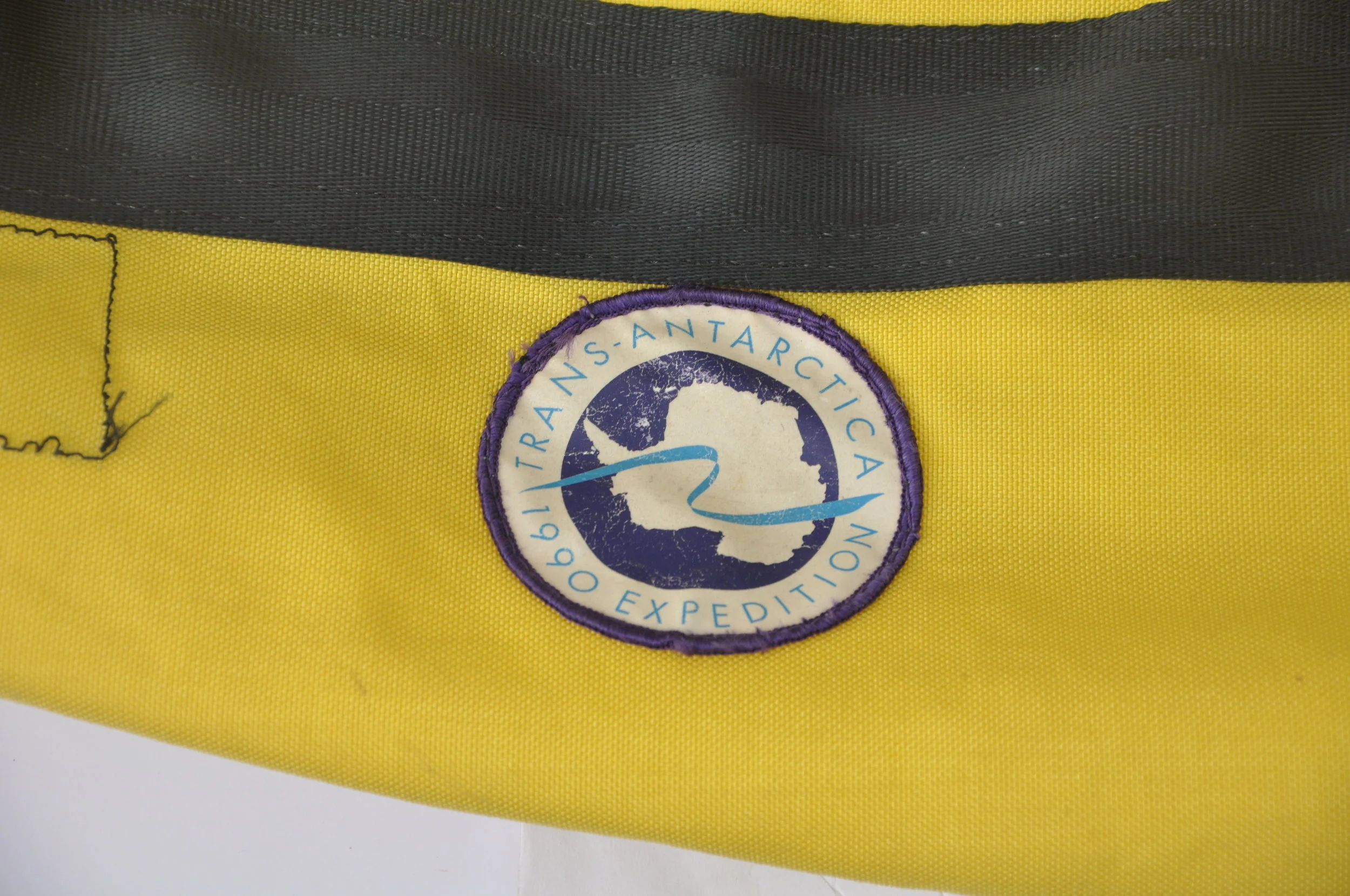 Vintage B-A-D x Trans Antartica 1990 Expedition yellow duffle bag