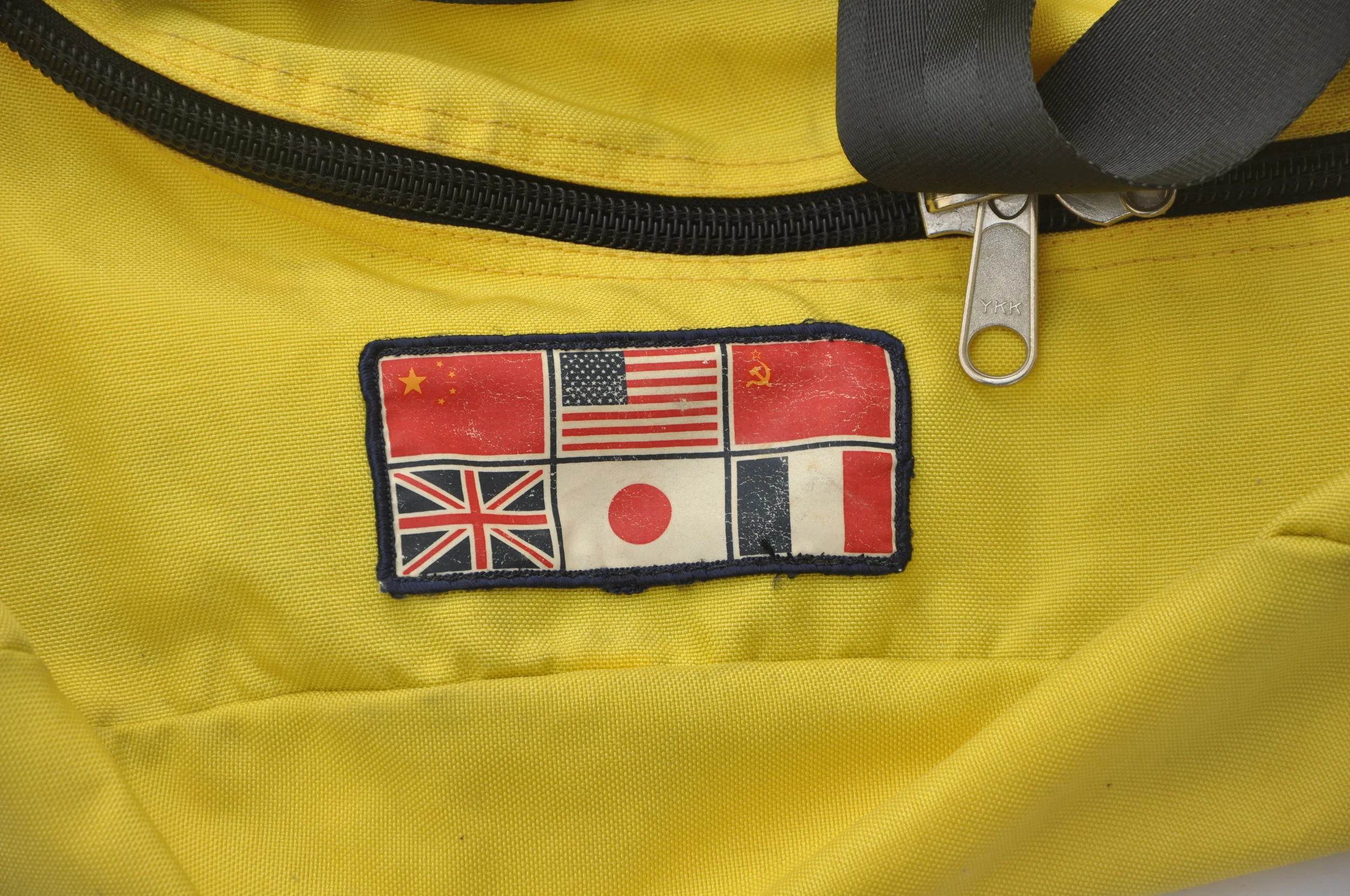 Vintage B-A-D x Trans Antartica 1990 Expedition yellow duffle bag