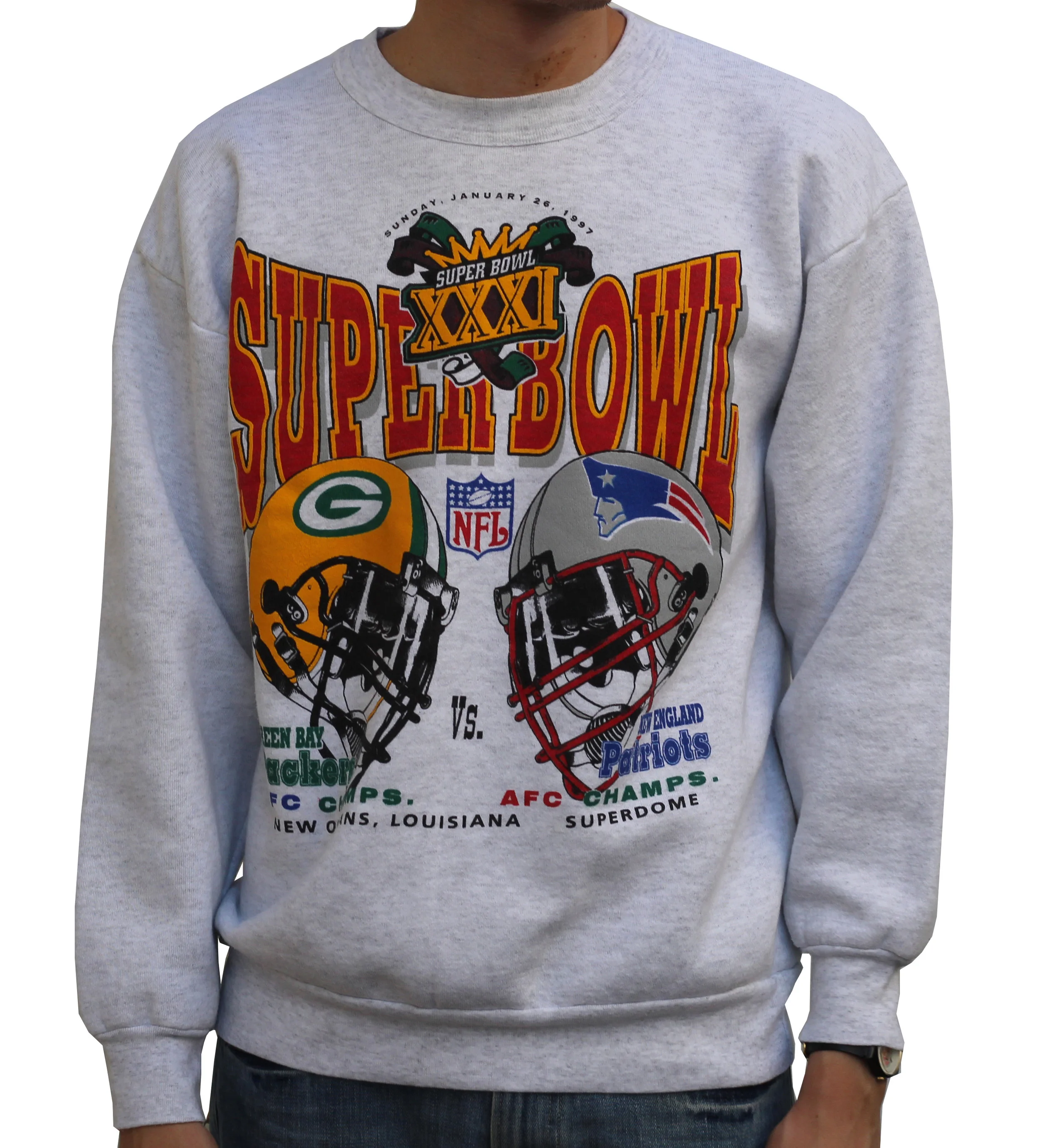 Super Bowl Vintage Graphic Sweater Vintage Super Bowl XXXI
