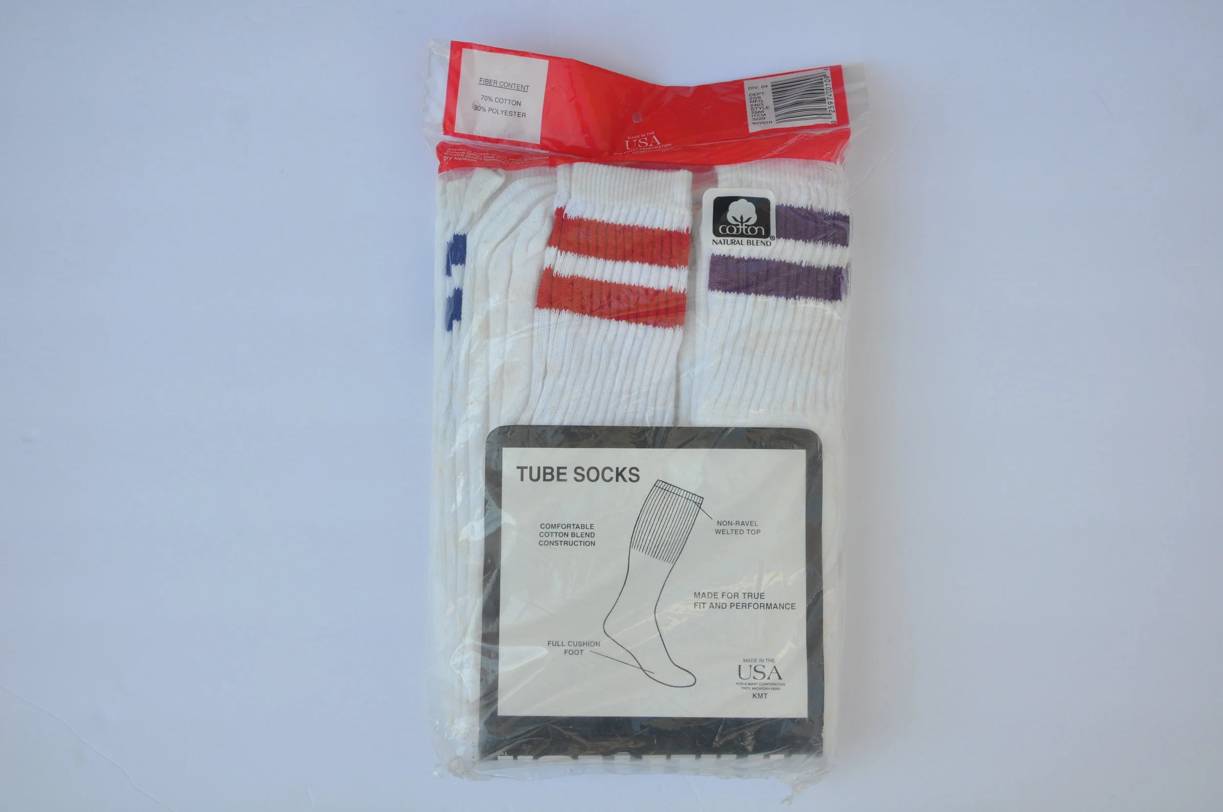 Vintage Athletech Over The Calf Tube Socks Mixed Color 6-pack (Sneaker size 10-13)