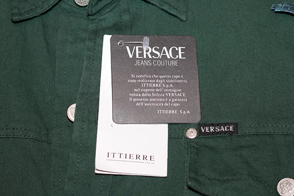 Vintage Versace Jeans Couture green and red button down shirt