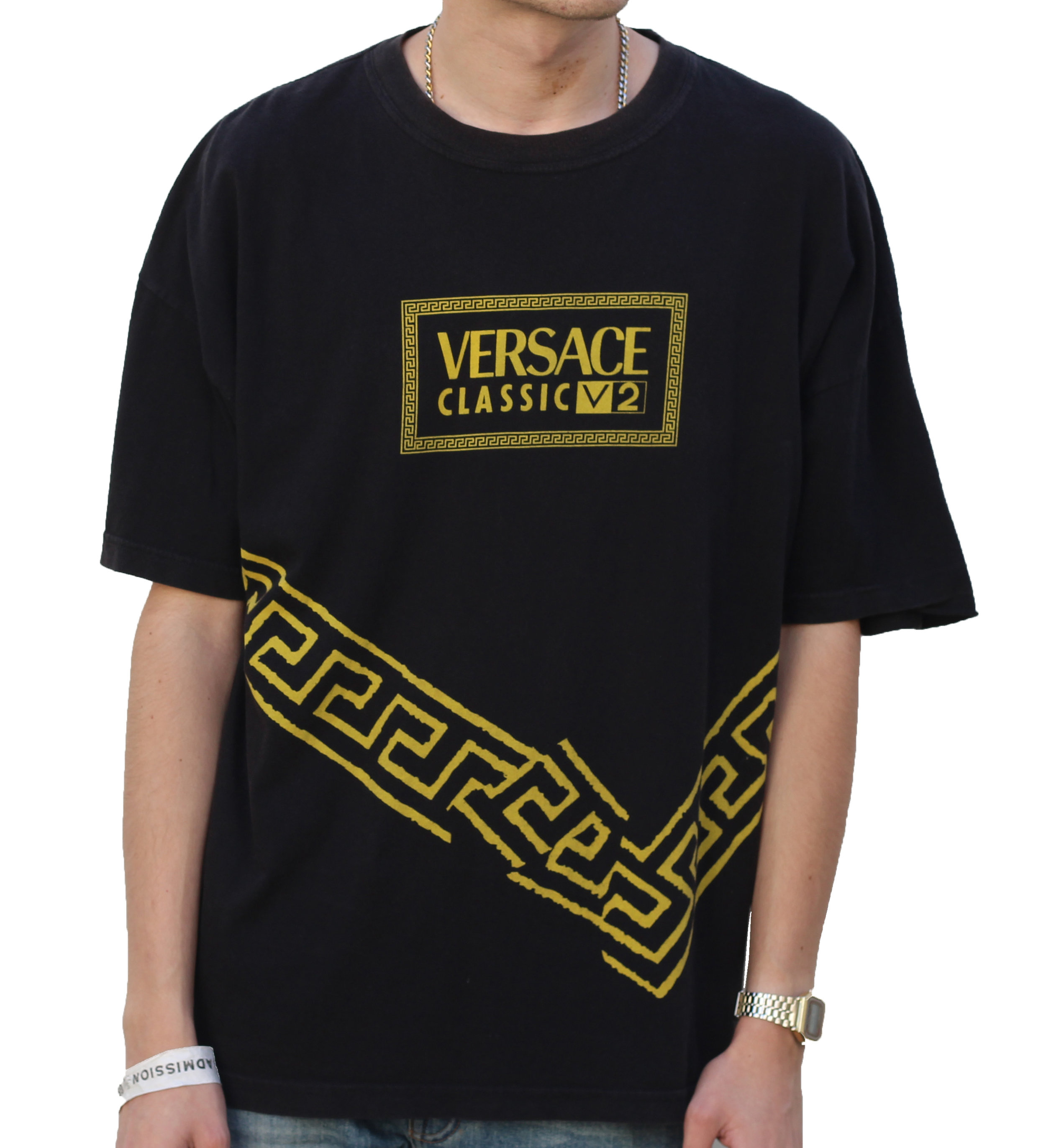 Versace V2 Black / Yellow T Shirt (Size L) — Roots