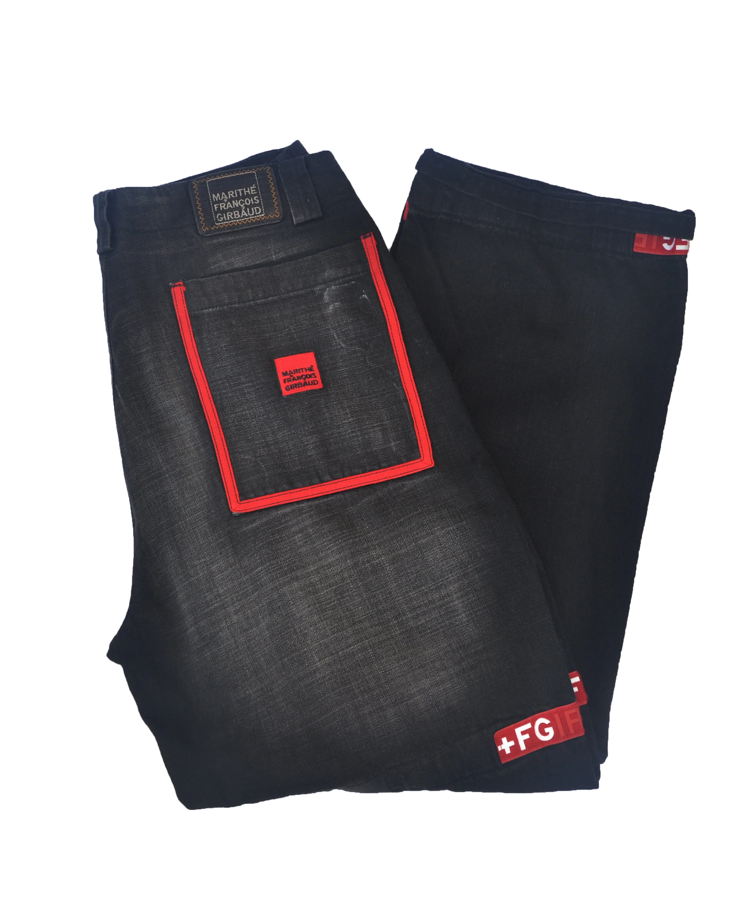 black jeans with red pockets 90s