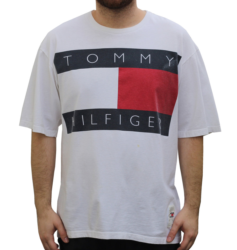 Vintage Tommy Hilfiger Big Logo White T XL) —