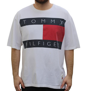 Vintage Tommy Hilfiger Big Logo White T XL) —