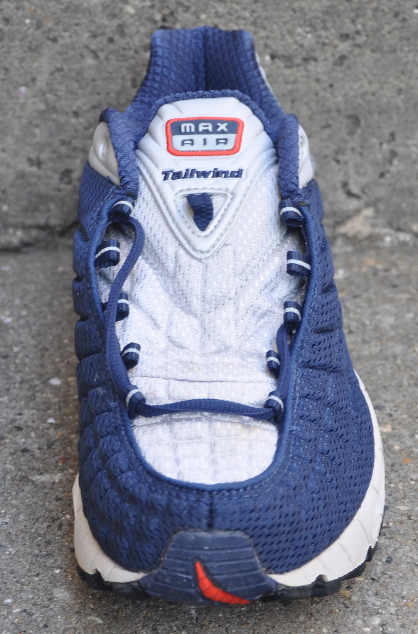 Nike Air Max Tailwind navy, silver, and max orange.