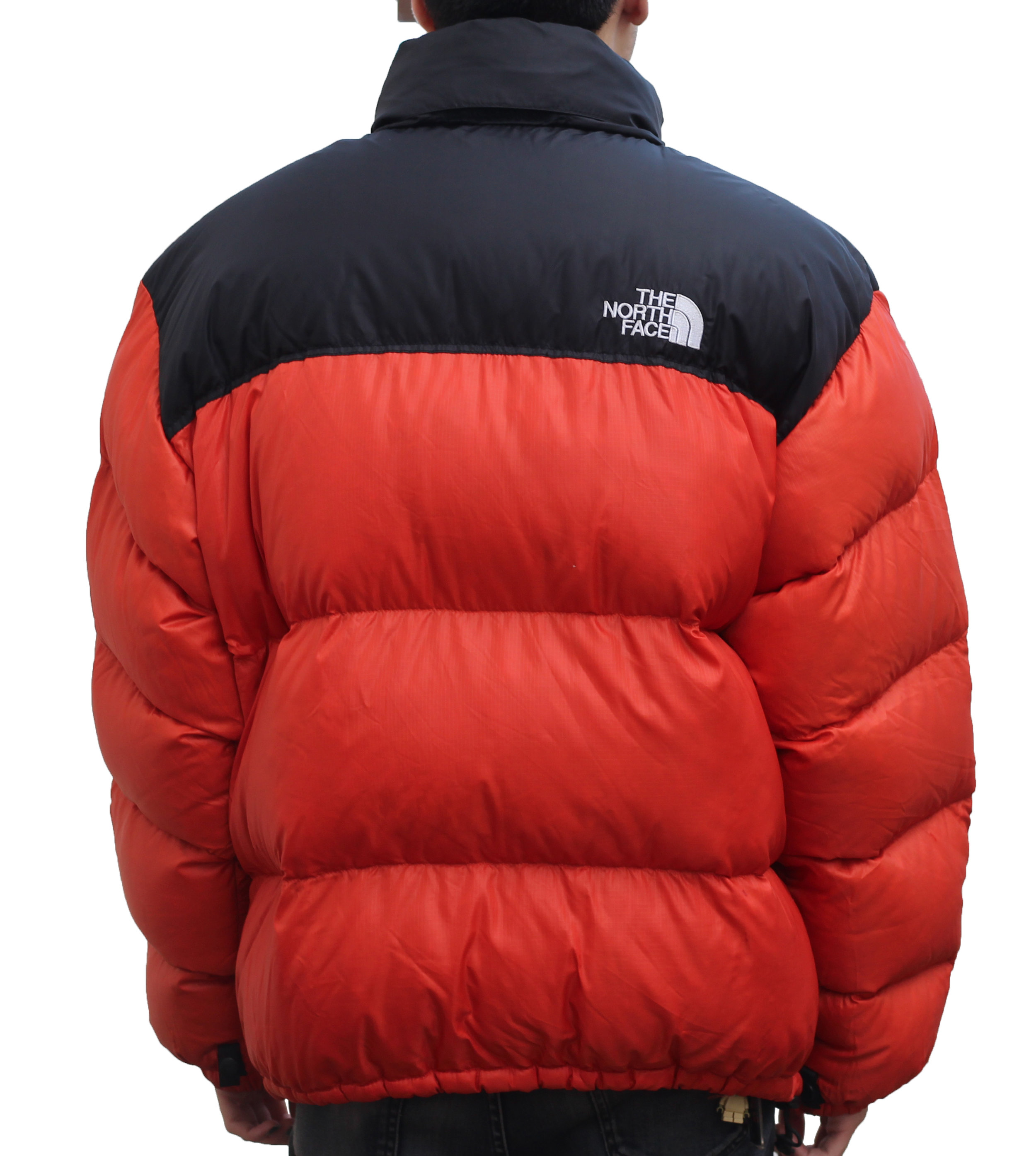 orange north face bubble jacket