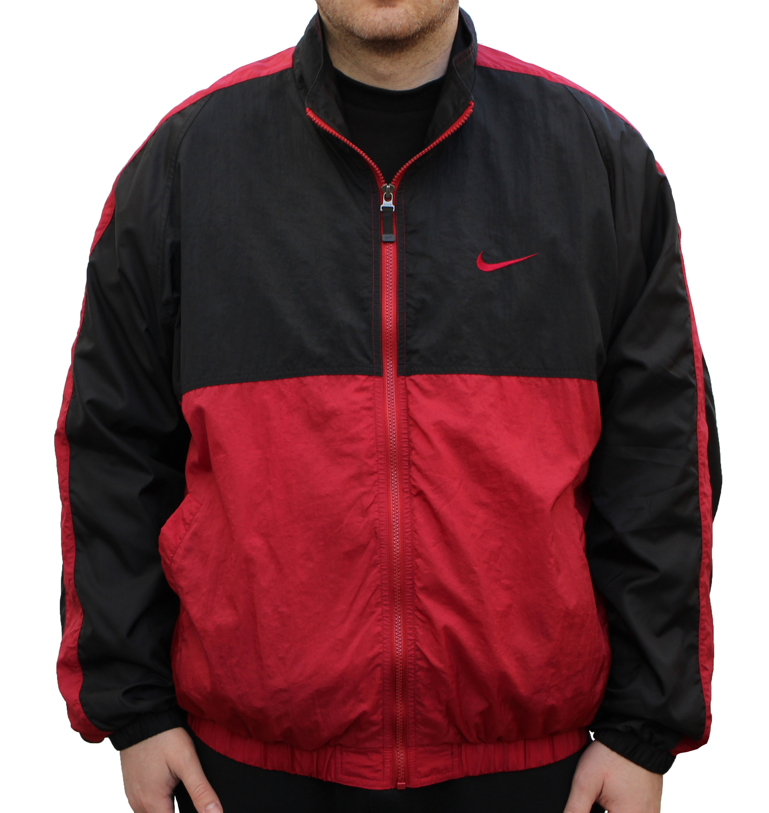 nike windbreaker jacket red and black