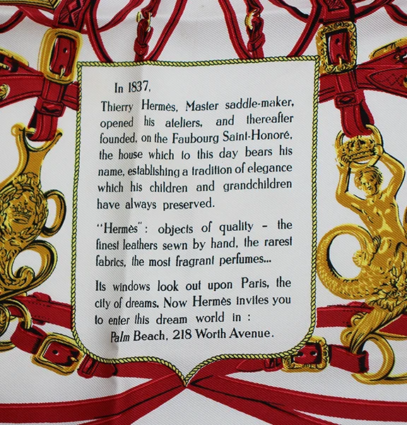 Hermes Saddle silk Scarf.