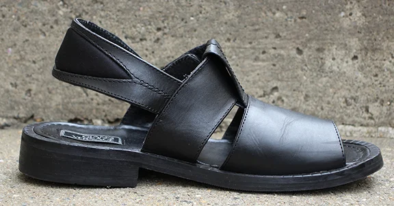 Gianni Versace Men\'s Black Leather Sandals Leather Sandals Black | VERSACE US main image 2