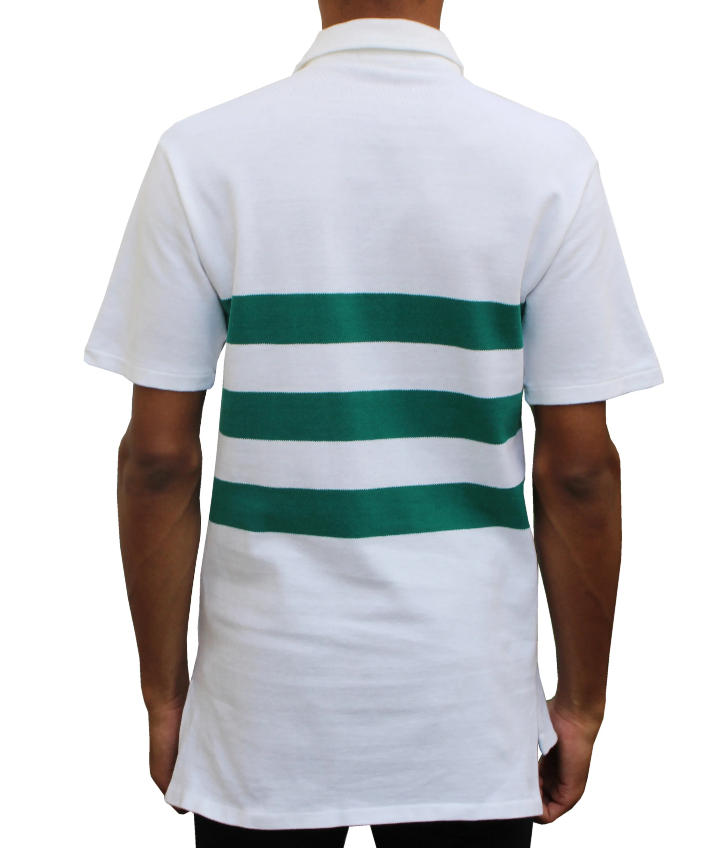 Vintage 90s Polo Ralph Lauren K Swiss green and white striped rugby.