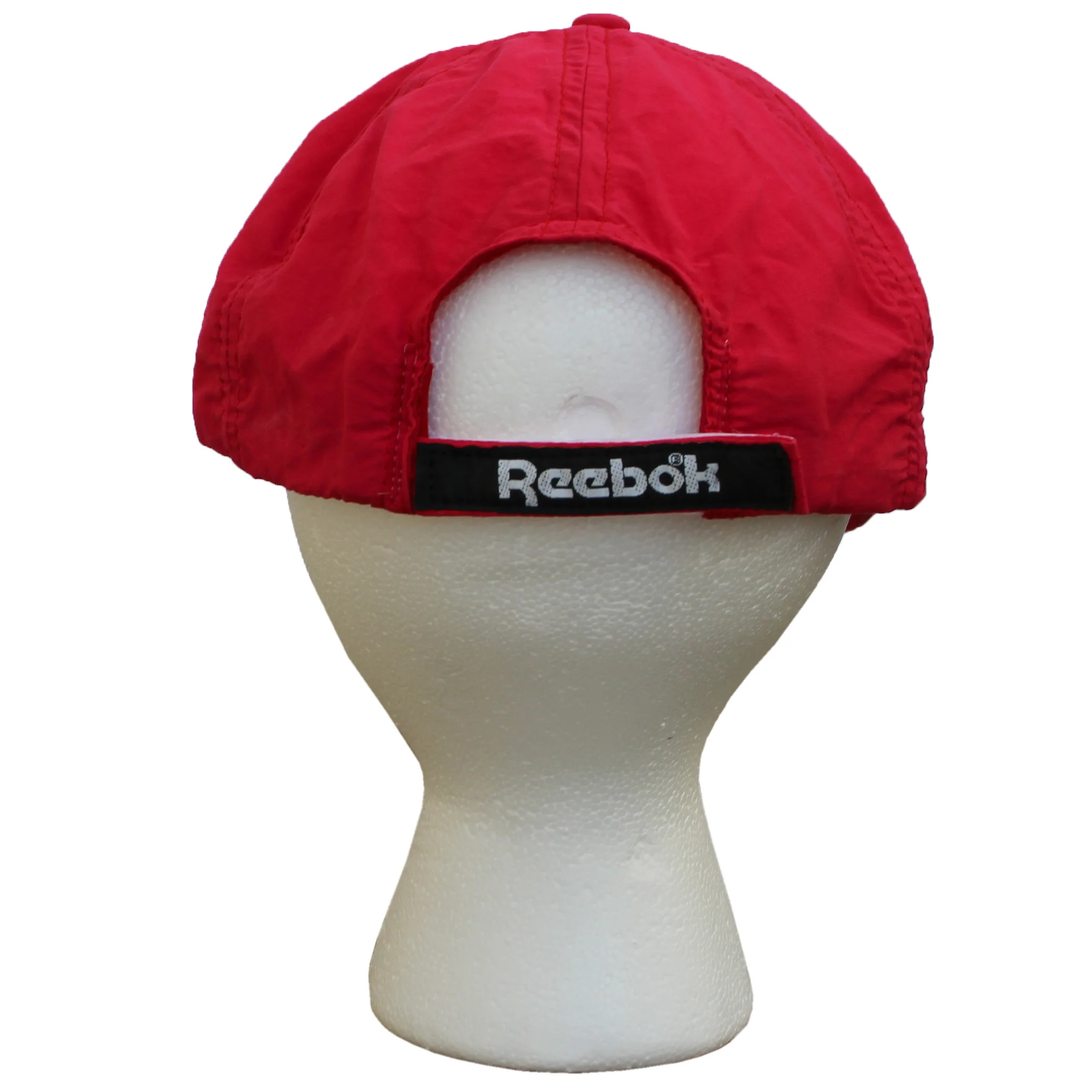 Vintage 90s Reebok red nylon spell out hat.