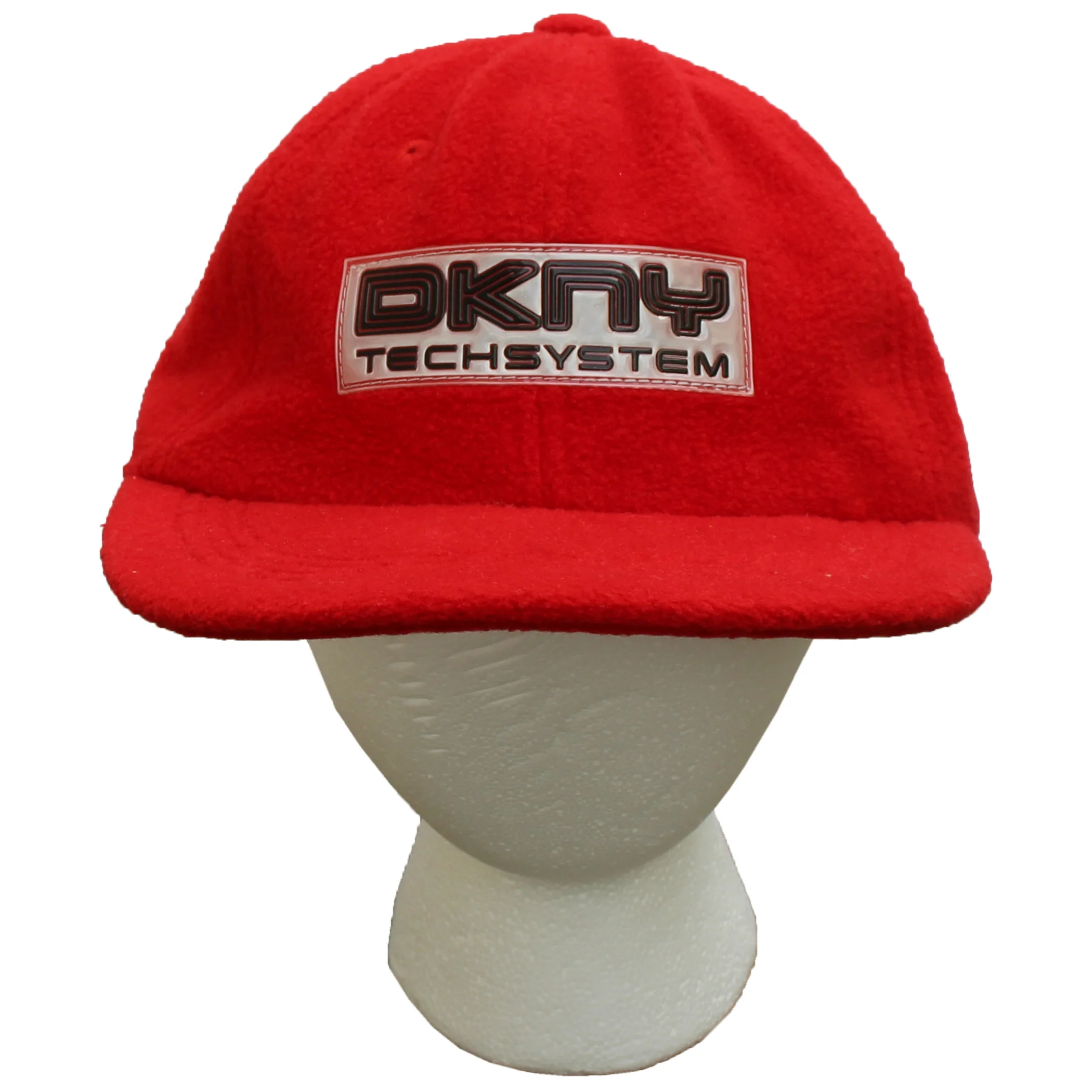 Vintage 90s DKNY Tech System 3M red fleece hat.
