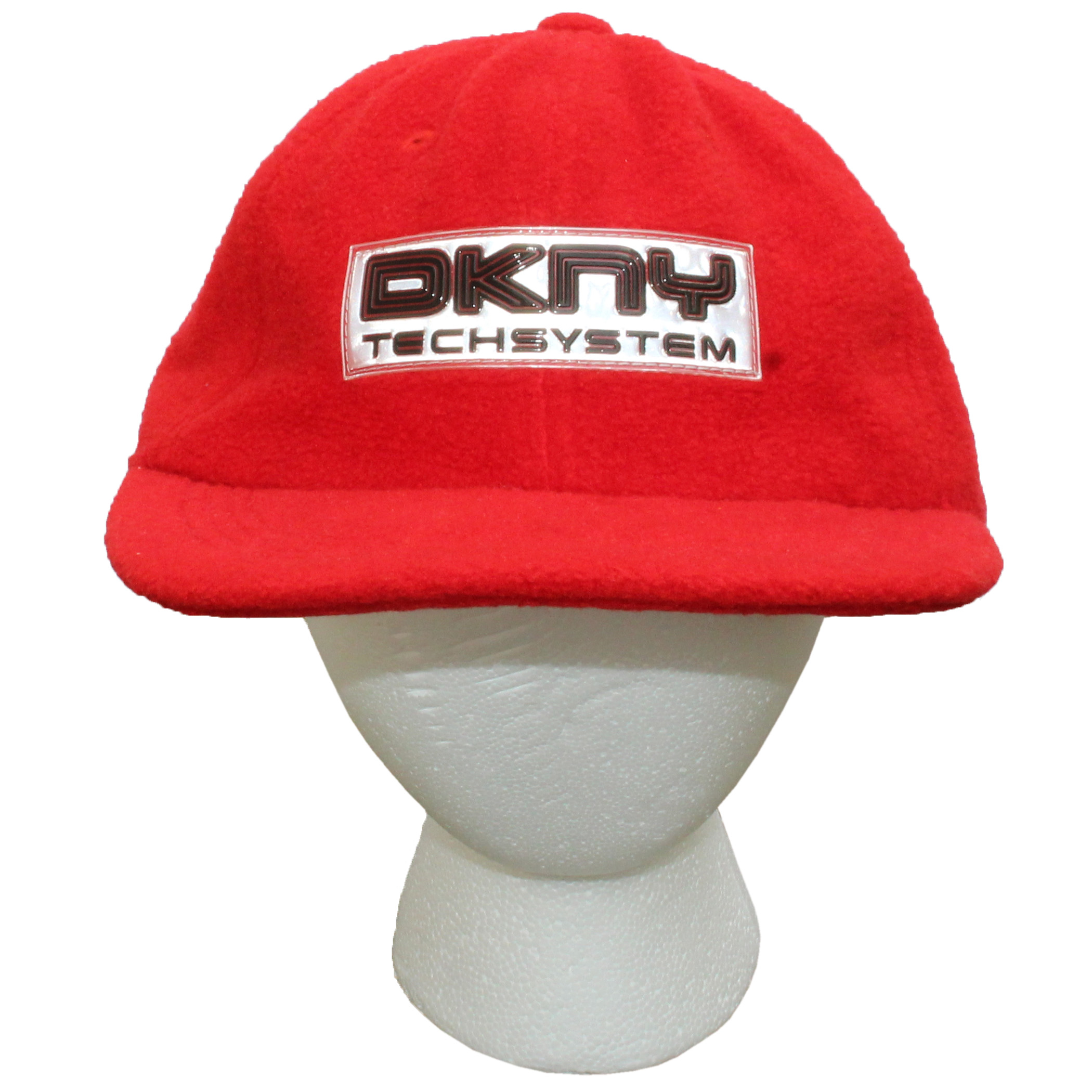 Vintage 90s DKNY Tech System 3M red fleece hat.