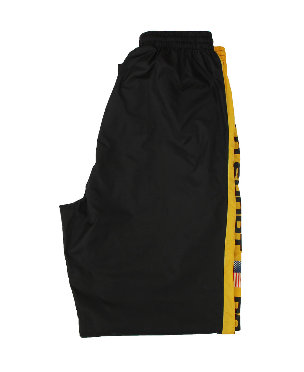 Vintage Polo Sport Ralph Lauren Black / Yellow Spell Out Windbreaker Pants  (Size L) — RootsBK