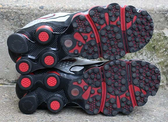 nike shox silver and red