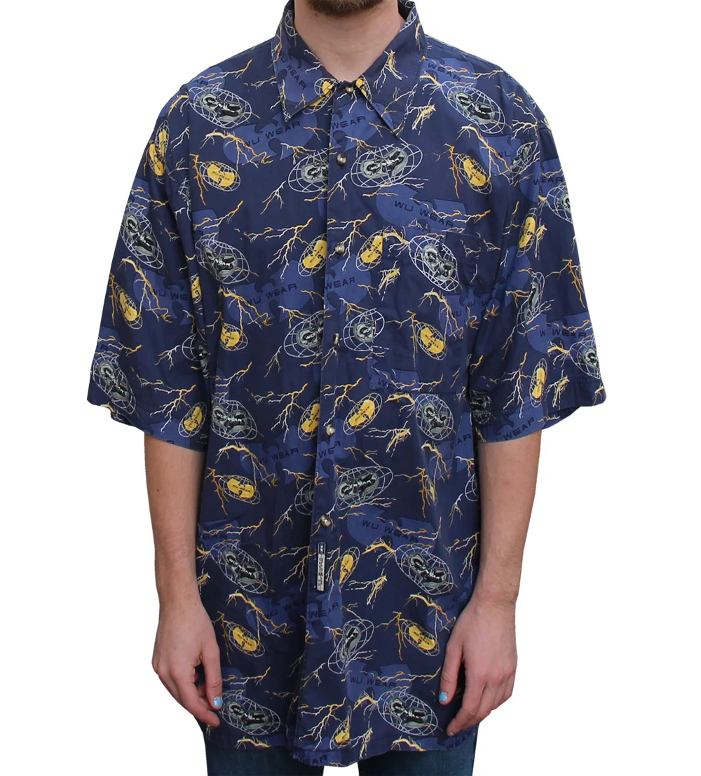 Vintage 90s Wu Wear All over pint button down shirt.
