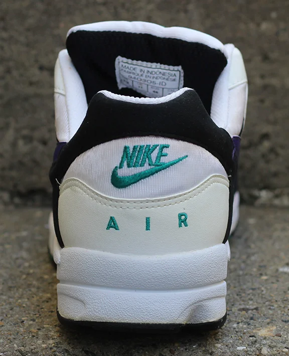 Nike Air Icarus white, purple, and emerald