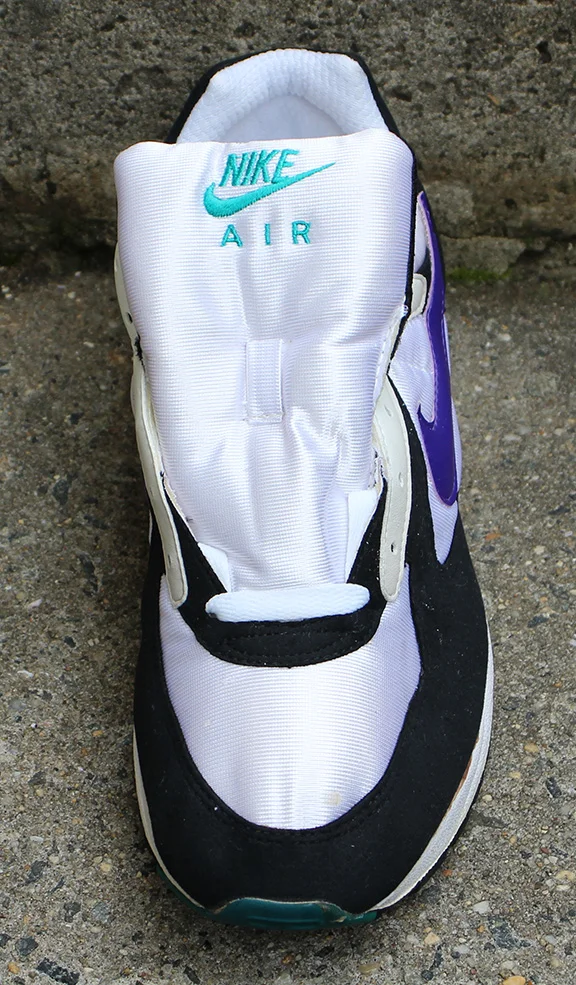 Nike Air Icarus white, purple, and emerald