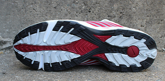 Nike Air Accel white, red, reflective silver.