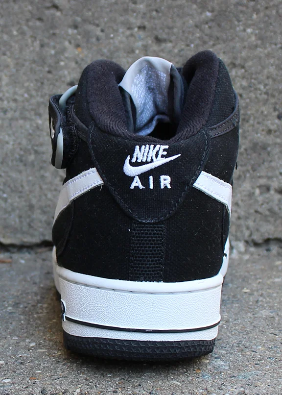 Nike Air Force 1 Mid Canvas black, white and medium grey.